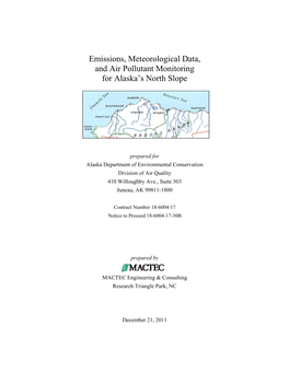 Emissions, Meteorological Data, and Air Pollutant Monitoring for Alaska's