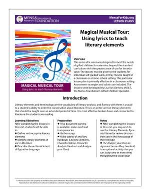 Magical Musical Tour: Using Lyrics to Teach Literary Elements