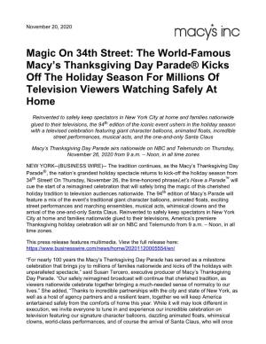 Magic on 34Th Street: the World-Famous Macy's