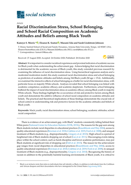 Racial Discrimination Stress, School Belonging, and School Racial Composition on Academic Attitudes and Beliefs Among Black Youth
