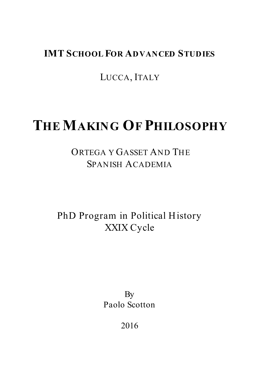 The Making of Philosophy