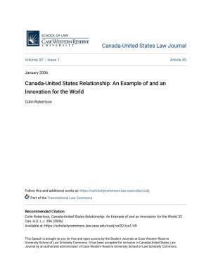 Canada-United States Relationship: an Example of and an Innovation for the World