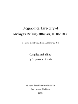 Biographical Directory of Michigan Railway Officials, 1830-1917
