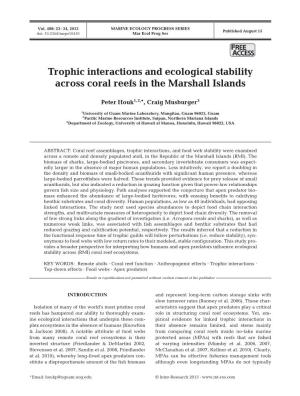 Trophic Interactions and Ecological Stability Across Coral Reefs in the Marshall Islands