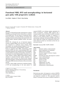 Functional MRI, DTI and Neurophysiology in Horizontal Gaze Palsy with Progressive Scoliosis