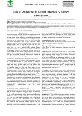 Role of Anaerobes in Dental Infection-A Review