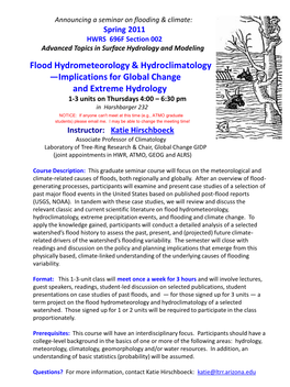 Flood Hydrometeorology & Hydroclimatology —Implications For