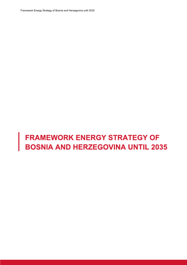 Framework Energy Strategy of Bosnia and Herzegovina Until 2035