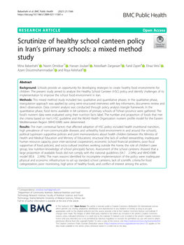 Scrutinize of Healthy School Canteen Policy in Iran's Primary Schools: a Mixed Method Study