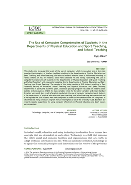 The Use of Computer Competencies of Students in the Departments of Physical Education and Sport Teaching, and School Teaching