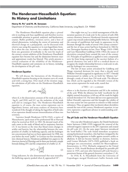 The Henderson–Hasselbalch Equation: Its History and Limitations