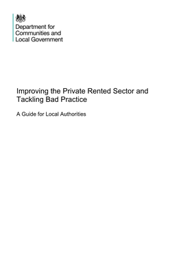 Improving the Private Rented Sector and Tackling Bad Practice