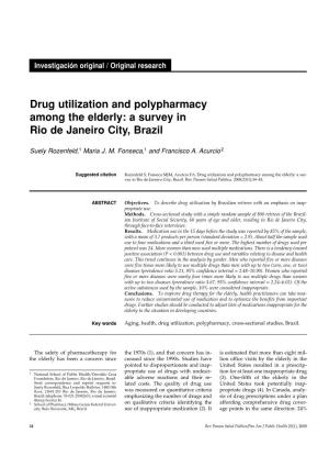 Drug Utilization and Polypharmacy Among the Elderly: a Survey in Rio De Janeiro City, Brazil