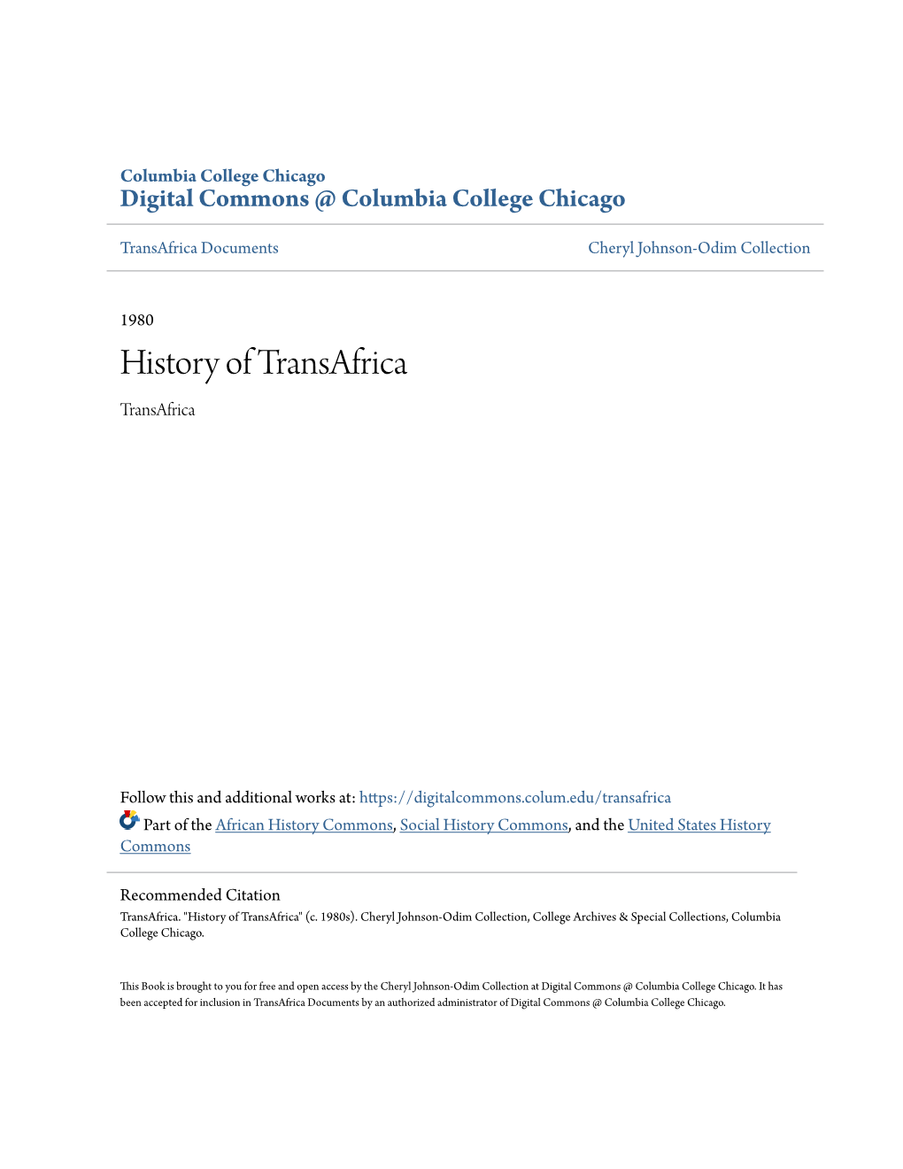 History of Transafrica Transafrica