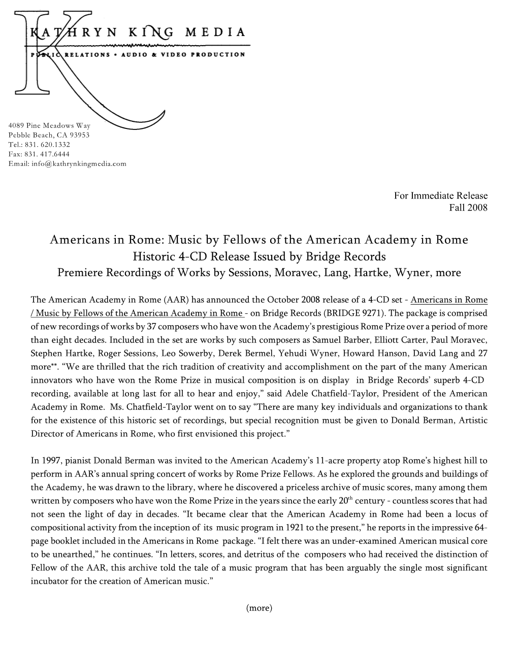 Americans in Rome: Music by Fellows of the American Academy in Rome