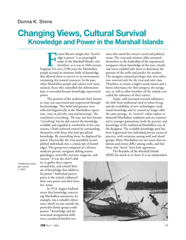 Changing Views, Cultural Survival Knowledge and Power in the Marshall Islands