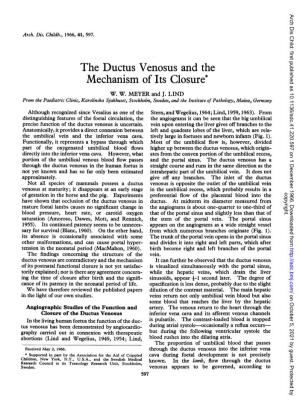 The Ductus Venosus and the Mechanism of Its Closure* W