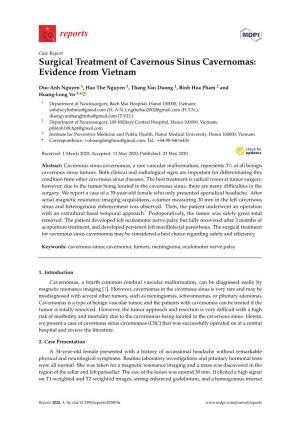 Surgical Treatment of Cavernous Sinus Cavernomas: Evidence from Vietnam
