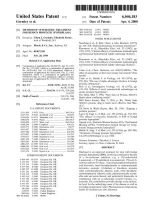 United States Patent (19) 11 Patent Number: 6,046, 183 Gormley Et Al