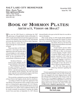 105 Salt Lake City Messenger: Book of Mormon Plates