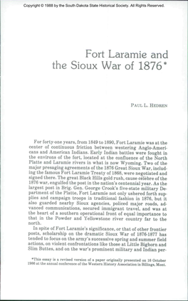 Fort Laramie and the Sioux War of 1876*