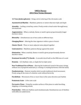 VMTA Theory 2013 New Terms Glossary