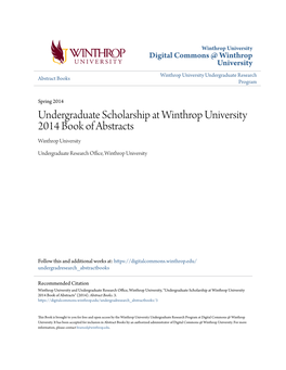 Undergraduate Scholarship at Winthrop University 2014 Book of Abstracts Winthrop University