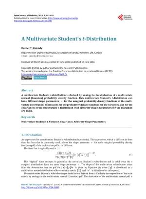 A Multivariate Student's T-Distribution