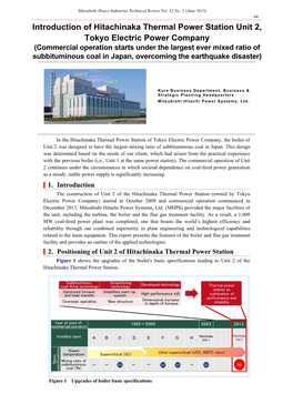 Introduction of Hitachinaka Thermal Power Station Unit 2, Tokyo Electric Power Company (Commercial Operation Starts Under the Largest Ever Mixed Ratio Of