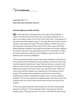 Jeremiah 28:1-11 NRSV