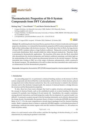 Thermoelectric Properties of Sb-S System Compounds from DFT Calculations