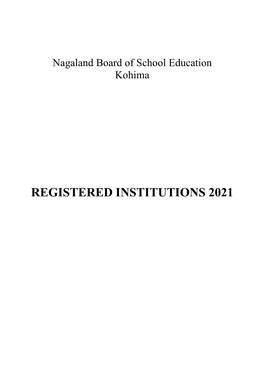 Registered Institutions 2021