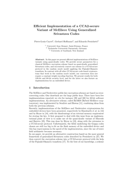 Efficient Implementation of a CCA2-Secure Variant of Mceliece