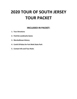 2020 Tour of South Jersey Tour Packet (Pdf)