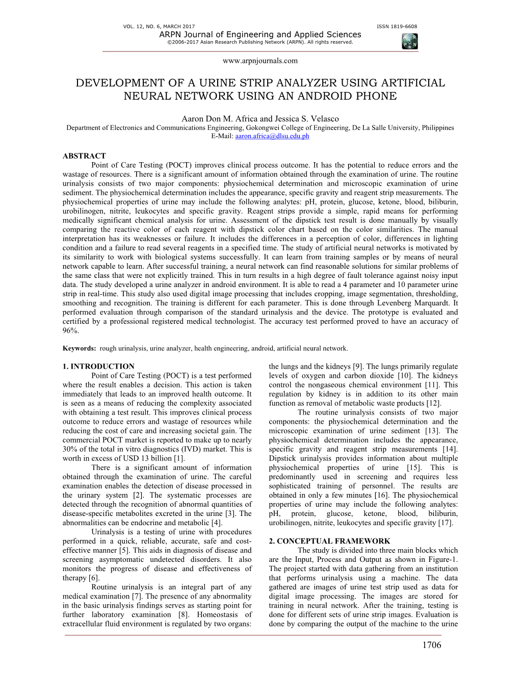 Development of a Urine Strip Analyzer Using Artificial Neural Network Using an Android Phone