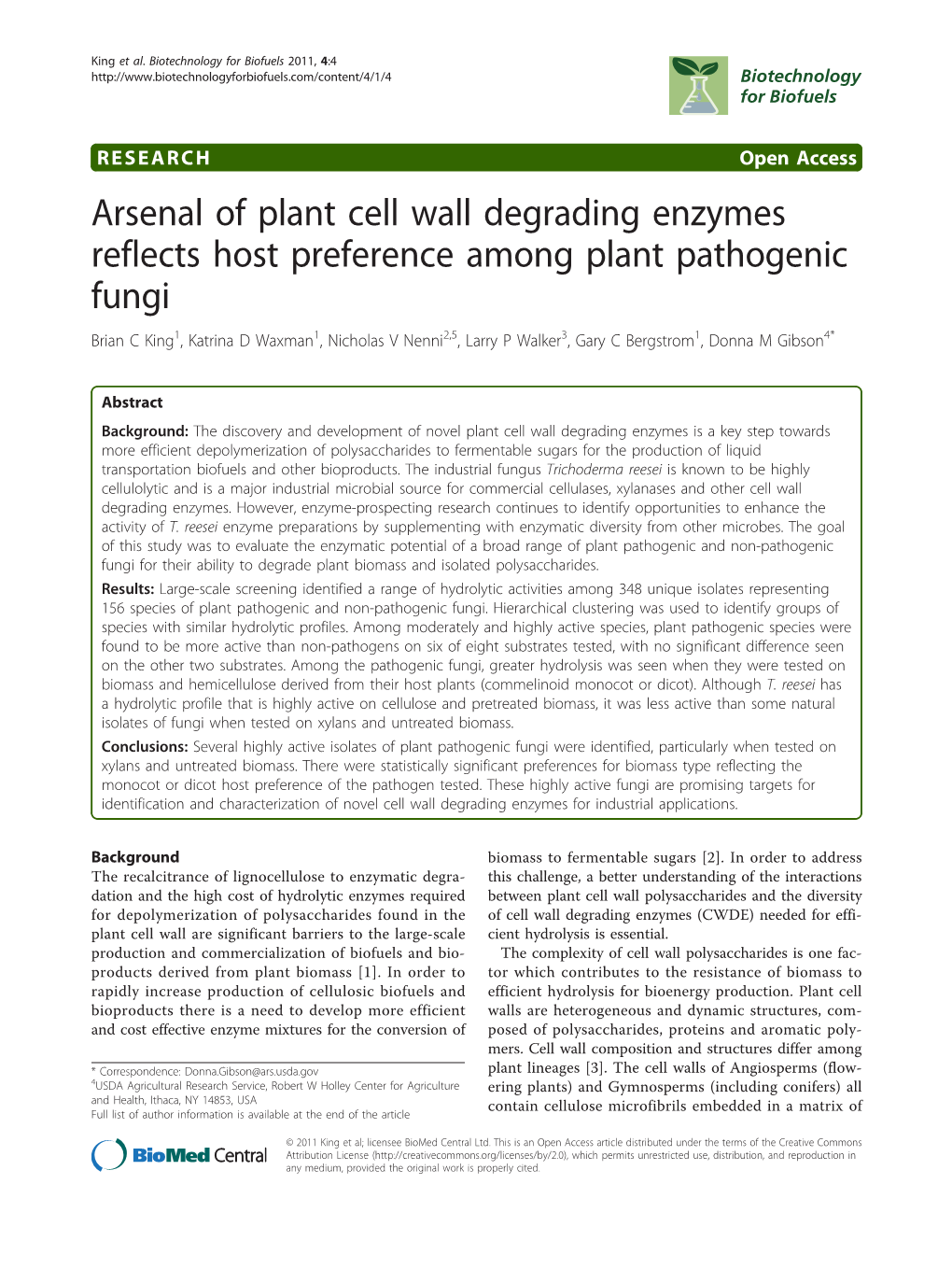 Arsenal of Plant Cell Wall Degrading Enzymes Reflects Host Preference