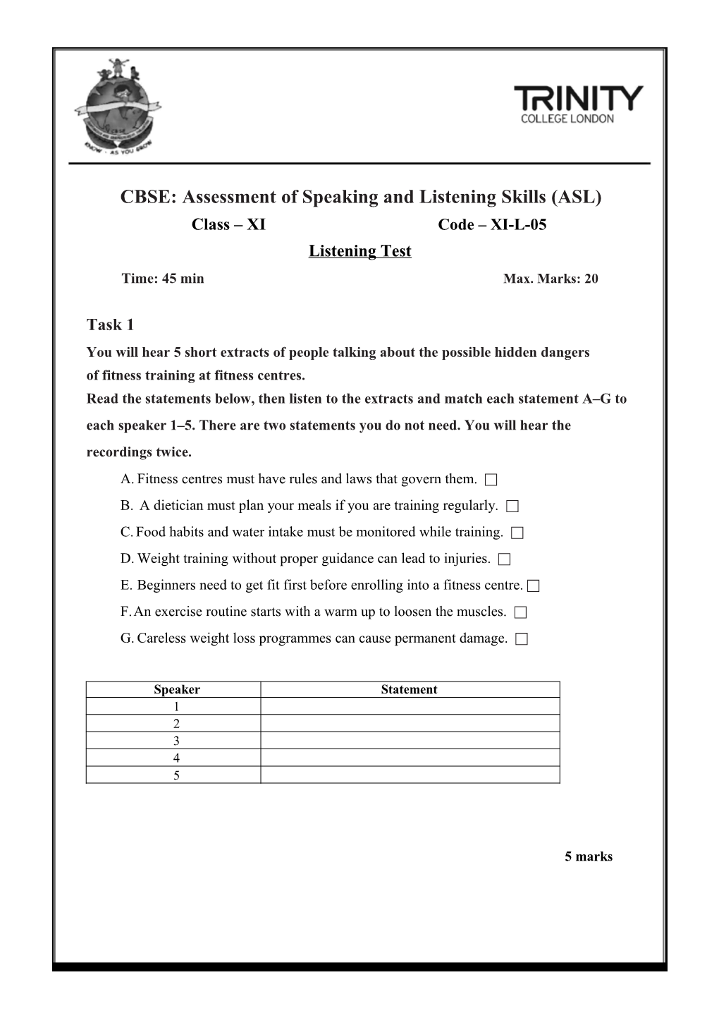 CBSE: Assessment of Speaking and Listening Skills (ASL)