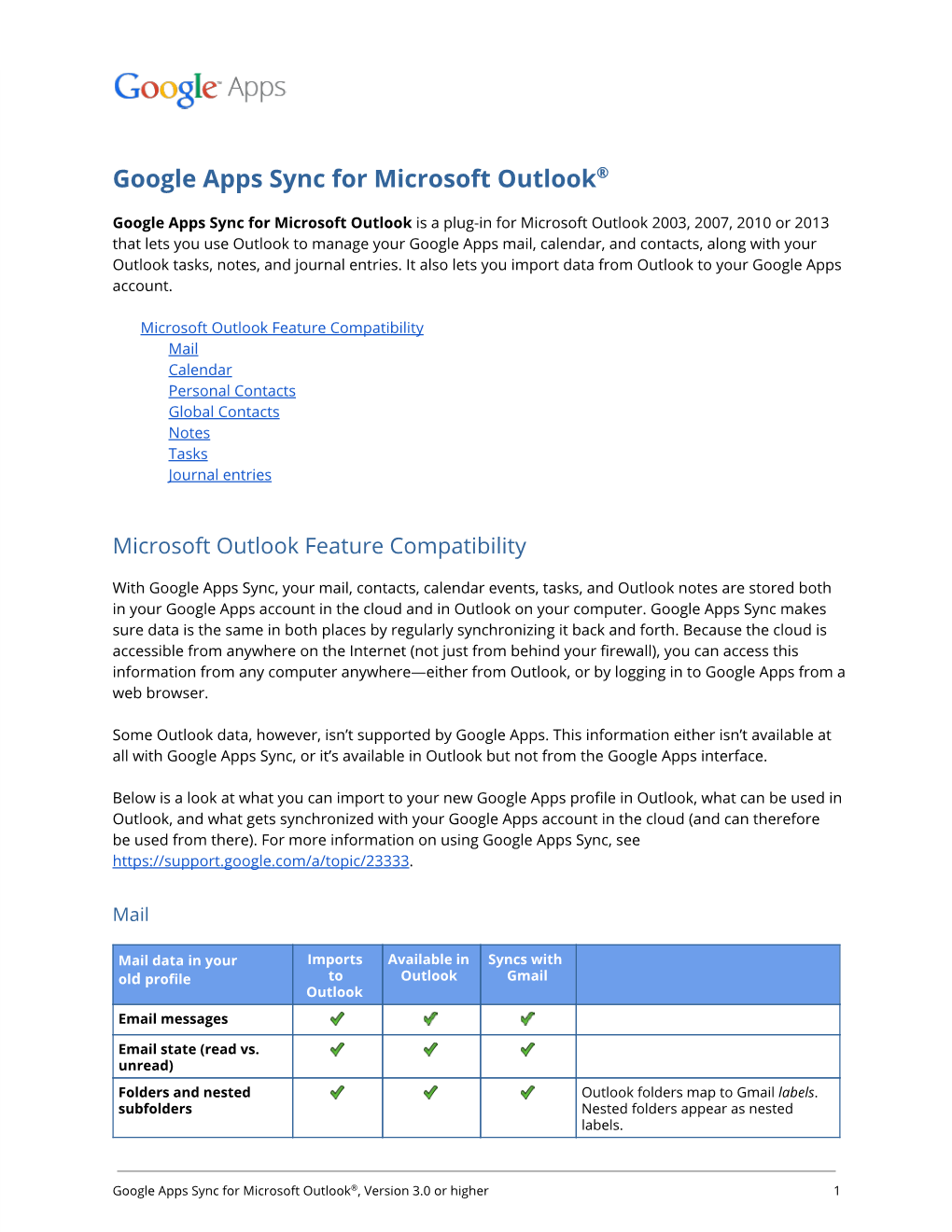 Google Apps Sync for Microsoft Outlook®