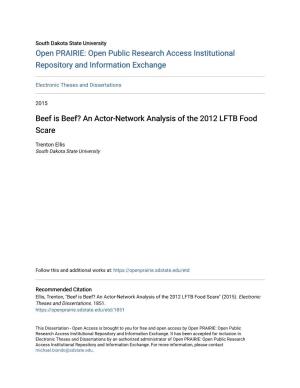 Beef Is Beef? an Actor-Network Analysis of the 2012 LFTB Food Scare
