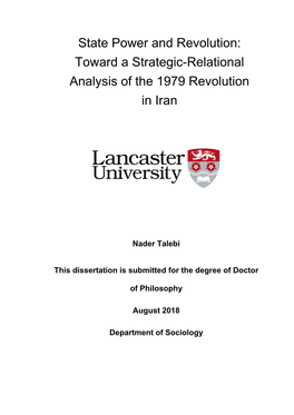 State Power and Revolution: Toward a Strategic-Relational Analysis of the 1979 Revolution in Iran
