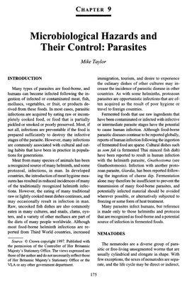 Microbiological Hazards and Their Control: Parasites