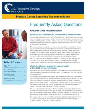 Prostate Cancer Screening Recommendation Frequently Asked Questions