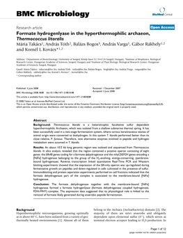 Formate Hydrogenlyase in the Hyperthermophilic Archaeon