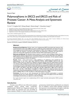 Polymorphisms in ERCC2 and ERCC5 and Risk of Prostate Cancer