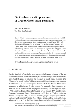 On the Theoretical Implications of Cypriot Greek Initial Geminates