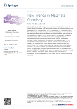 New Trends in Materials Chemistry Reihe: Nato Science Series C