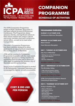 Companion Programme Schedule of Activities