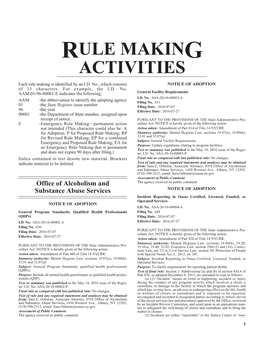 Rule Making Activities