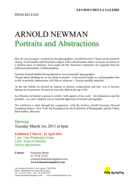 ARNOLD NEWMAN Portraits and Abstractions