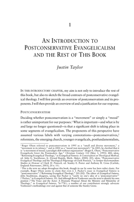 An Introduction to Postconservative Evangelicalism and the Rest of This Book